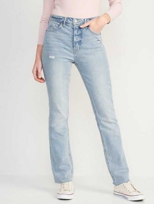 Old Navy Extra High-Waisted Button-Fly Kicker Boot-Cut Cut-Off Jeans Jeans Damen Hellwaschen | 8930MBWYS