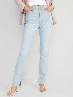 Old Navy Extra High-Waisted Button-Fly Kicker Boot-Cut Side-Slit Jeans Jeans Damen Hellwaschen | 9256QWYMC