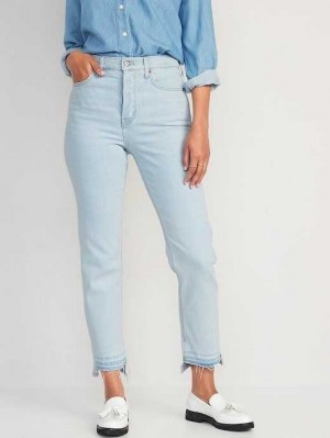 Old Navy Extra High-Waisted Button-Fly Sky-Hi Gerade Cut-Off Jeans Jeans Damen Ferngully | 4108DFRKC