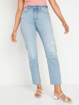 Old Navy Extra High-Waisted Button-Fly Sky-Hi Gerade Non-Stretch Cut-Off Jeans Jeans Damen Alma | 5480XSGIN