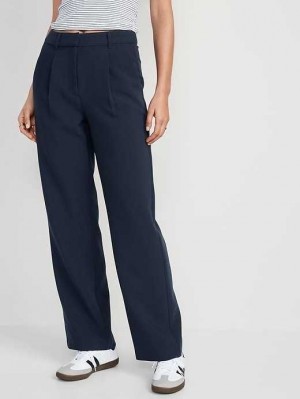 Old Navy Extra High-Waisted Falten Taylor Weite-Leg Trouser Suit Pants Hose Damen Navy | 3569MFOQK