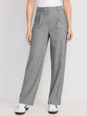 Old Navy Extra High-Waisted Falten Taylor Trouser Weite-Leg Pants Hose Damen Hellgrau | 5609WDVYL