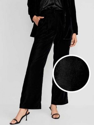 Old Navy Extra High-Waisted Falten Taylor Trouser Velvet Pants Hose Damen Blackjack | 9846JEUFL