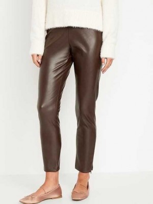 Old Navy Extra High-Waisted Faux Leder Pants Hose Damen Dunkelgrau Braun | 4632UQORJ