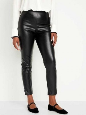 Old Navy Extra High-Waisted Faux Leder Pants Hose Damen Schwarz | 8349WXFJL