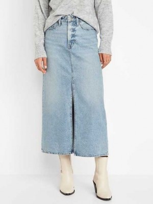 Old Navy Extra High-Waisted Front-Slit Jean Midi Skirt GolfSkirts Damen Hayden | 2749XZPIQ