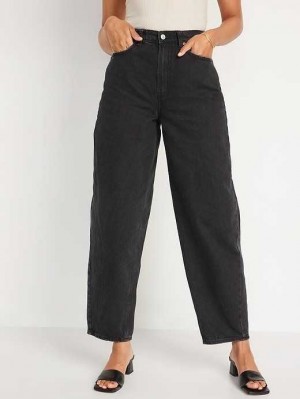 Old Navy Extra High-Waisted Non-Stretch Black Balloon Ankle Jeans Jeans Damen Schwarz Waschen | 3967ZOJYP