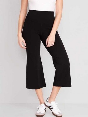 Old Navy Extra High-Waisted PowerChill Cropped Weite-Leg Yoga Pants Sportbekleidung Damen Schwarz | 6853IOKCJ