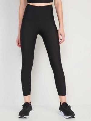Old Navy Extra High-Waisted PowerSoft Crop Hidden Pocket Leggings Sportbekleidung Damen Schwarz | 0382QKZMS