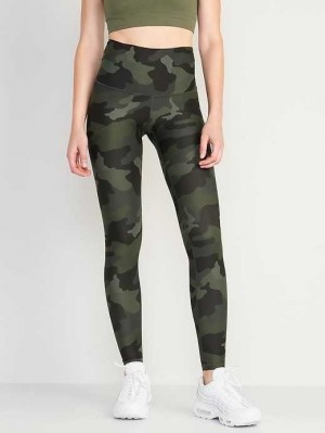 Old Navy Extra High-Waisted PowerSoft Leggings Sportbekleidung Damen Grün Camouflage | 5236KHQAB