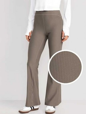 Old Navy Extra High-Waisted PowerSoft Rib-Knit Super Flare Leggings Sportbekleidung Damen Grau | 4397SVPDZ