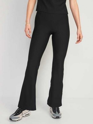 Old Navy Extra High-Waisted PowerSoft Rib-Knit Flare Pants Sportbekleidung Damen Schwarz | 8507OEUYM