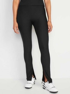 Old Navy Extra High-Waisted PowerSoft Rib-Knit Flare Leggings Sportbekleidung Damen Schwarz | 9258DQFSJ