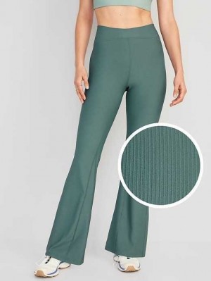 Old Navy Extra High-Waisted PowerSoft Rib-Knit Super Flare Leggings Sportbekleidung Damen Grau | 0982HGLJM
