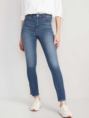 Old Navy Extra High-Waisted Rockstar 360 Stretch Super-Schlank Side-Slit Jeans Jeans Damen Erma | 6457YWQRL