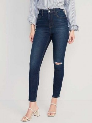 Old Navy Extra High-Waisted Rockstar 360 Stretch Super-Schlank Jeans Jeans Damen Dunkel | 9513RAUPY