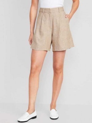 Old Navy Extra High-Waisted Taylor Linen-Blend Trouser Shorts Kurze Hose Damen Sliced Bread | 1947CIKUA