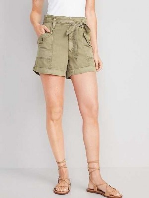 Old Navy Extra High-Waisted Tie-Front Cargo Workwear Shorts Kurze Hose Damen Mehrfarbig | 4369BHPUK