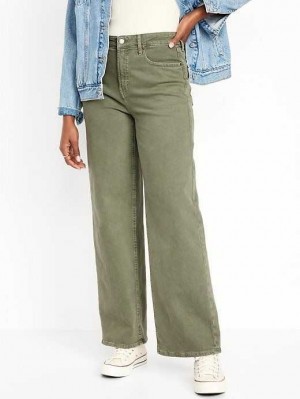 Old Navy Extra High-Waisted Weite-Leg Jeans Jeans Damen Olivgrün | 0938HAERY