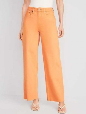 Old Navy Extra High-Waisted Weite Leg Cut-Off Jeans Jeans Damen Golden Aurora | 3146HSTNC