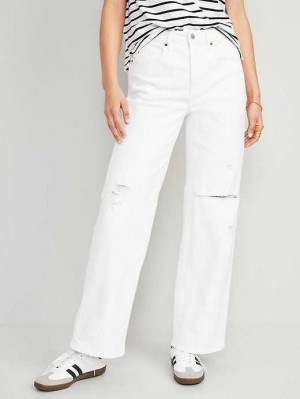 Old Navy Extra High-Waisted Weite Leg Cut-Off White Jeans Jeans Damen Weiß | 1576GPBAT