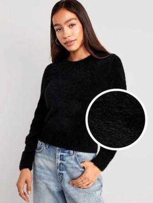 Old Navy Eyelash Pullover Strickjacke Damen Schwarz | 8765MZHJQ