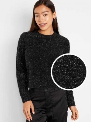 Old Navy Eyelash Shine Pullover Strickjacke Damen Schwarz | 4697FWKZJ