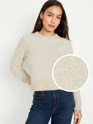 Old Navy Eyelash Shine Pullover Strickjacke Damen Creme De La Creme | 8257NIMXT