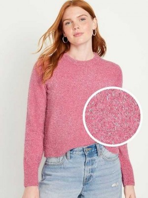 Old Navy Eyelash Shine Pullover Strickjacke Damen Rosa | 8923OIVEP