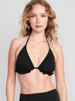 Old Navy Eyelet-Embroidered Triangle Halter Bikini Swim Top Badeanzüge Damen Schwarz | 4896PRWHS