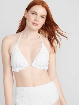 Old Navy Eyelet-Embroidered Triangle Halter Bikini Swim Top Badeanzüge Damen Weiß | 0963UHBAP
