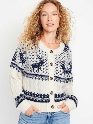 Old Navy Fair Isle Cardigan Pullover Strickjacke Damen Blau | 1608VLDMU