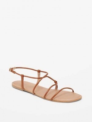 Old Navy Faux-Leder Asymmetric Riemchen Sandals Sandalen Damen Braun | 4563PNEFO