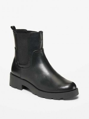 Old Navy Faux-Leder Chelsea Boots Stiefel Damen Blackjack | 6120OHKSU