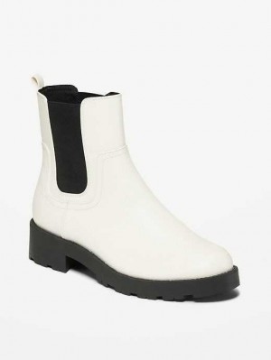 Old Navy Faux-Leder Chelsea Boots Stiefel Damen Beige | 6384NFLUI