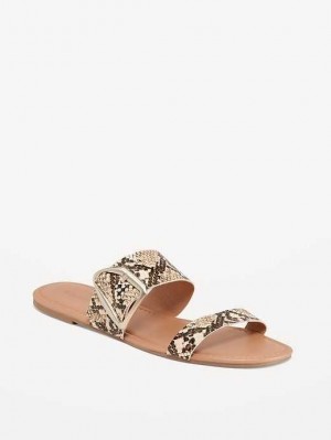 Old Navy Faux-Leder Double-Riemen Metal-Hardware Sandals Sandalen Damen Schlangenoptik | 3570TGRDQ