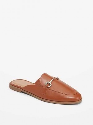 Old Navy Faux-Leder Loafer Mule Shoes Halbschuhe Damen Braun | 4380TDEXH