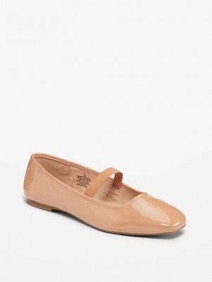 Old Navy Faux-Leder Mary Jane Ballet Flats Flache Schuhe Damen Caramel | 7905ECBDJ