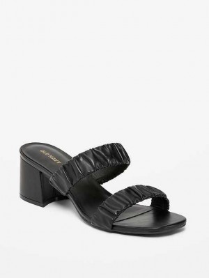 Old Navy Faux-Leder Riemchen Block-Heel Mule Sandals Sandalen Damen Schwarz | 3582GSUHM