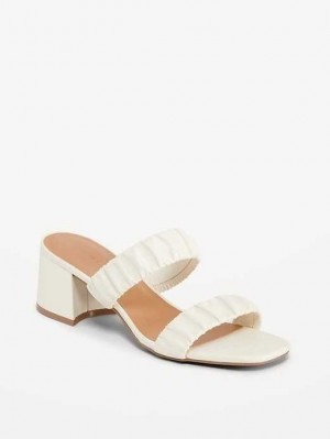 Old Navy Faux-Leder Riemchen Block-Heel Mule Sandals Sandalen Damen Beige | 5897MDRQW