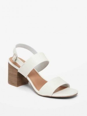 Old Navy Faux-Leder Riemchen Block-Heel Sandals Sandalen Damen Beige | 7584OZISG