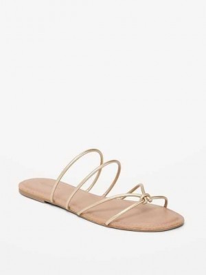 Old Navy Faux-Leder Riemchen Knotted Sandals Sandalen Damen Metal Gold | 6174KUGYM