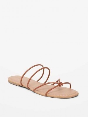 Old Navy Faux-Leder Riemchen Knotted Sandals Sandalen Damen Braun | 7682NVMED