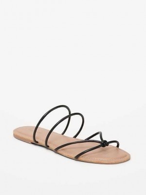 Old Navy Faux-Leder Riemchen Knotted Sandals Sandalen Damen Schwarz | 1028UFAPJ