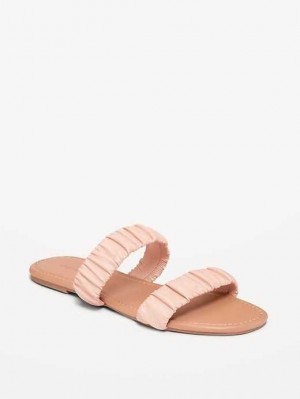 Old Navy Faux-Leder Ruched Sandals Sandalen Damen Conch Shell | 0187SMWYE