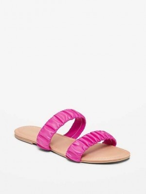 Old Navy Faux-Leder Ruched Sandals Sandalen Damen Dragon Fruit | 1075POTEW