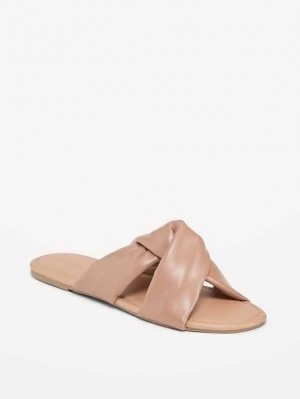 Old Navy Faux-Leder Soft Twist Sandals Sandalen Damen Cocoa Fawn | 7904DVSOR