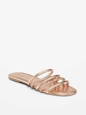Old Navy Faux-Leder Tubular-Twist Sandals Sandalen Damen Rosa Gold | 4029SRGXN
