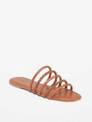 Old Navy Faux-Leder Tubular-Twist Sandals Sandalen Damen Braun | 4539IQWVM