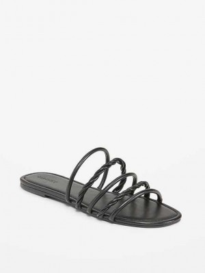Old Navy Faux-Leder Tubular-Twist Sandals Sandalen Damen Schwarz | 8015BTCIR